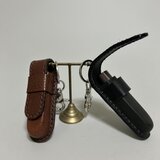 姫路レザーキーホルダーリップケース◆焦げ茶　口紅ケース　リップチャーム　バックチャーム　キーリングの画像