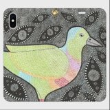 にじにぶつかる鳥｜帯なし手帳型iPhoneケース（ムネアカアオバト・クルスール）の画像