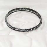 テラヘルツとブラックスピネルの2連ブレスレット（フリーサイズ、形状記憶ワイヤー、多面カット）の画像