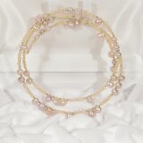 本真珠（淡水パール）のネックレス（フリーサイズ、形状記憶ワイヤー、ナチュラルカラー、パープル、ピンク、綺麗な照り）のコピーの画像