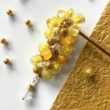かんざし　レモネードの様な泡玉ビーズ　黄色　一本挿し　一本簪　涼しげ　夏　和風の画像