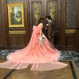 実例写真！ふっくら柔らかなバックリボンのみ ピンク ソフトチュール 優しい 可愛い 前撮り 結婚式の画像