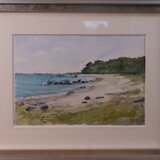 水彩「黒津崎の浜辺」