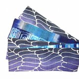 波柄バティックヘンプと水色系タイシルクの半幅帯　HAN1627