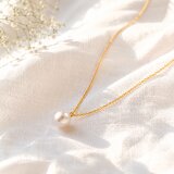 上質＊アコヤ真珠のシンプルひとつぶネックレス＜アジャスター付＞