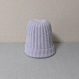 ✳ラベンダーのやさしいニット帽（ゆったりめサイズ）／コットン100%✳の画像