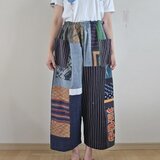 着物リメイク　手作り　かすり　パッチワーク　パンツの画像