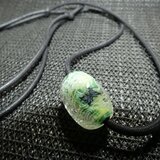 レース模様玉とアゲハ蝶（ガラス、とんぼ玉、一点物、伝統工芸、ネックレス）の画像