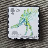 イギリス　恐竜切手ブローチ10513の画像