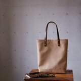 A4縦型トート/革持ち手◇シナモンの画像