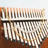 カリンバのトレモロチェーン　(17音用)　シルバー　チェーン・ガラスビーズの画像