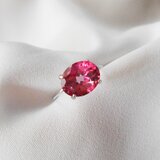 ピンクトパーズのオーバルファセットカットリング