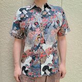 半袖和柄シャツ（武士と舞妓）の画像