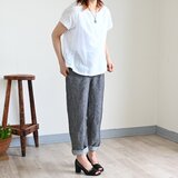 【NEW】ベーシックデザイン リネンパンツ：ミックスチャコールグレーの画像