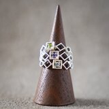 【選べる誕生石】ミル打ちシェイプの透かしリング シルバー SV925