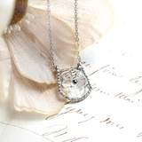 silver925｜ヴィンテージガラスの透明な花ネックレス［B馬蹄形］の画像