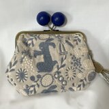 点と線模様製作所 新作　ウサギ　大きい木玉親子がま口ミニ財布　