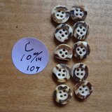 日本の鹿の角ボタン4穴10個セット10㎜C
