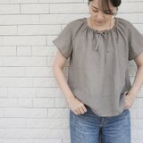 上質リネンのゆったり半袖ブラウス　No.361