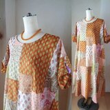 sold 絵画なパッチワーク♥南仏プロヴァンス風♥ドレープワンピース♥ゆったり♥マキシ丈の画像