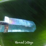 sv925 Aqua aura quartz necklace アクアオーラ原石ポイントの革紐ネックレスの画像