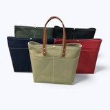 レザーハンドルが選べるキャンバストートバッグＬ（ハンドメイド／セミオーダー／カスタマイズ／手持ち／肩掛け）