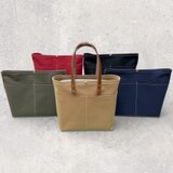 レザーハンドルが選べるキャンバストートバッグＬ（ハンドメイド／セミオーダー／カスタマイズ／手持ち／肩掛け）