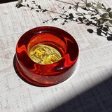 北欧＊エリック・ホグラン／鮮やかな赤のアッシュトレイ/ヴィンテージガラスの画像