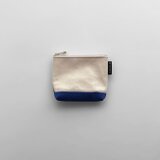 お財布にもなるミニポーチ＊生成り×ロイヤルブルー