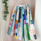 クリームソーダ♥絵画なパッチワークスカート♥ボリュームギャザースカート♥ロング丈の画像