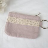 花柄チロリアンリボンのティッシュケース付きポーチ【ライラック】/ティッシュケース / ティッシュポーチ