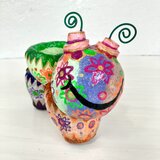 青虫　プランター　オブジェ手作り　セメント　植木鉢の画像