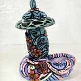 ミニ和風庭園　苔　アレンジ　灯篭プランター　オブジェ手作り　セメント　植木鉢の画像