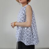 浴衣のボートネックブラウス（松葉柄・M）の画像