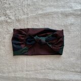 ヘアバンド　Vintage Kimono地 赤×緑 大島