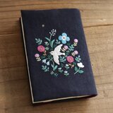 手刺繍のブックカバー『鳥と草花』【受注制作】
