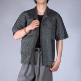 iichi価格★着物リメイク メンズシルクシャツL オーバーサイズ 村山大島紬　正絹着物リメイクシャツ オープンカラーの画像