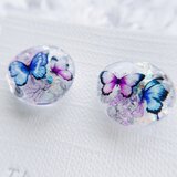 モルフォ蝶と紫陽花のピアス　サージカルステンレス　金属アレルギー対応のコピーの画像
