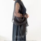 ⭐️3点売れました⭐️ 透け感が美しい ブラック メッシュ リネン フォーマル 黒 冠婚葬祭 軽い ストールの画像