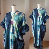 sold 絵画なパッチワーク♥ドレープワンピース♥ゆったり♥マキシ丈♥ネイビーグリーンの画像