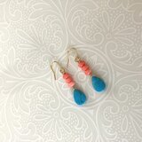 サンゴとターコイズのピアス