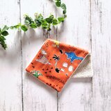 恐竜　ハーフハンカチ　レンガ色　ガーゼハンカチタオル　ダブルガーゼ　名入れ