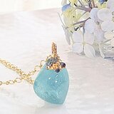 アクアマリン タンブルとハーキマーダイヤモンドのネックレス