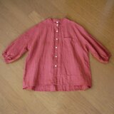 【難あり】リネンの8分袖ブラウス　渋赤の画像