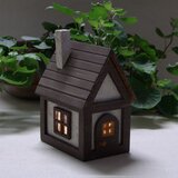 ハンドメイド★キャンドルライトを使った小さな家のランプ山小屋風の画像