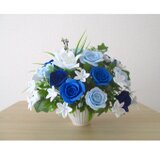 フェルトの花＊青の涼花アレンジ＊フェルトフラワー クールカラー アートフラワー ブルー 青薔薇の画像