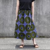 【受注制作】アフリカ布のギャザースカート（ サークルドット ）アフリカンプリント アフリカンファブリックの画像