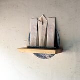 鍛鉄 の 神棚【 鉄 の輪 × ひのき 】 アイアン と 無垢材 ヒノキ のモダン 神棚 （ 壁付け ）の画像