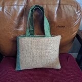 Coffee Hemp Bag：コーヒー麻袋バッグ：グリーンライン【0949】の画像