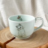 チコロット❤️すべて手描き❤️染付け❤️スープカップ❤️カフェオレボウル❤️お味噌汁お椀❤️猫❤️可愛いの画像